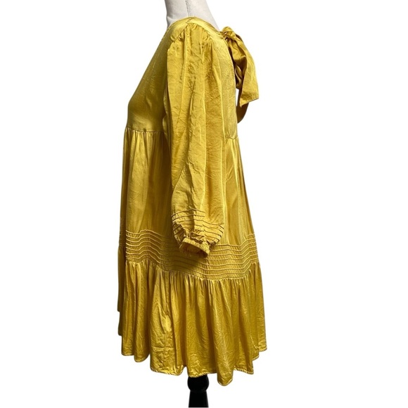 Cleobella Adelyn Mini Dress Chartreuse Yellow Boho Batwing Swing Small - Picture 10 of 16